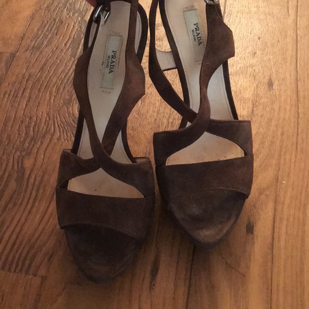 Prada suede cross top heels